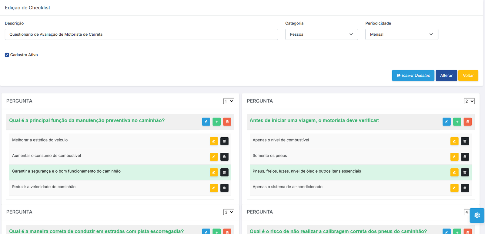 Detalhamento de Respostas