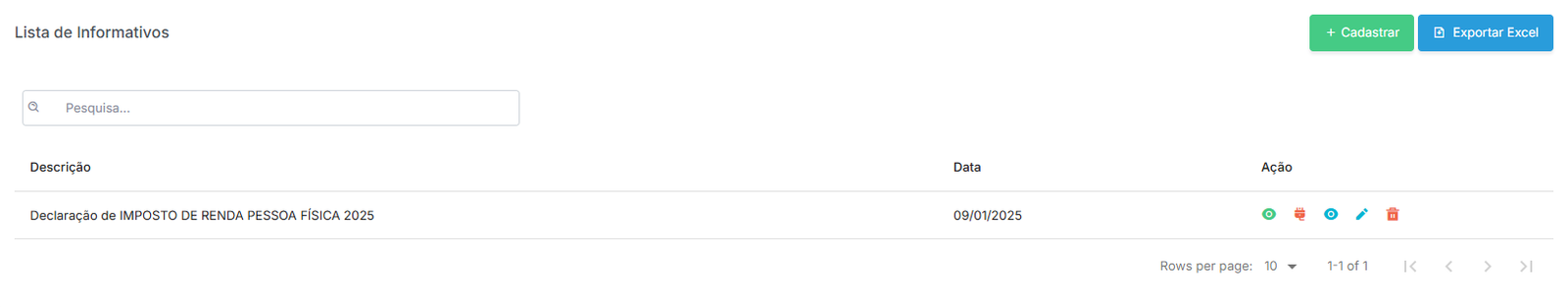 Cadastro de Informativo